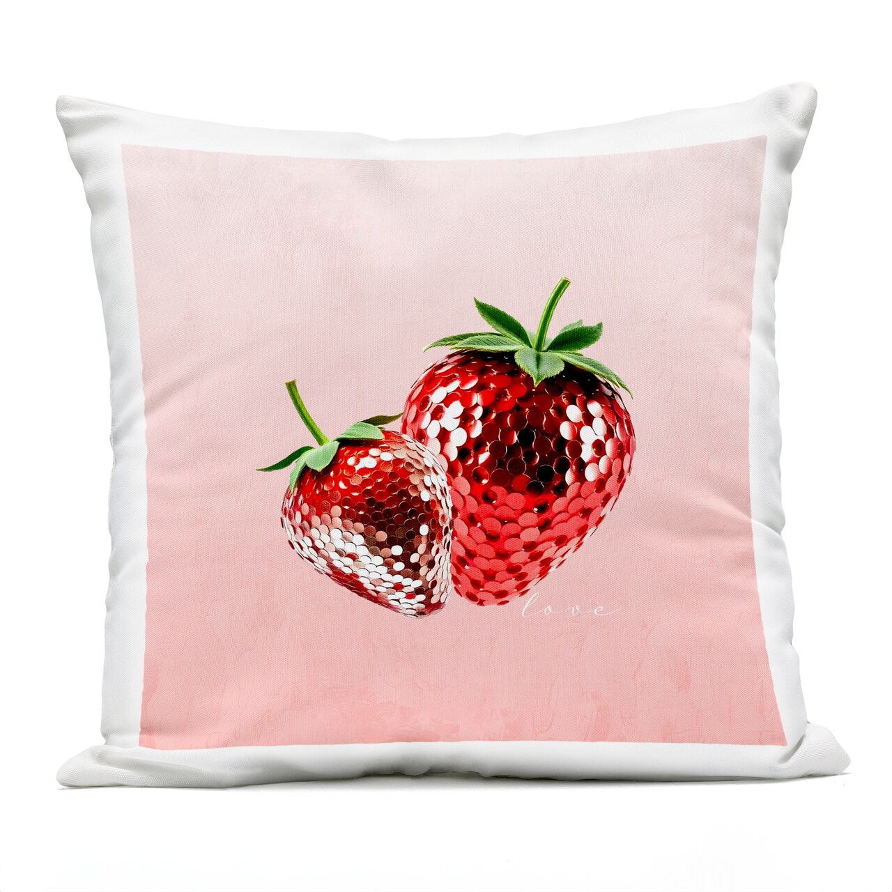 Stupell Industries Disco Sequin Strawberries Outdoor Printed Pillow design by Kim Allen, 18 x 7 x 18